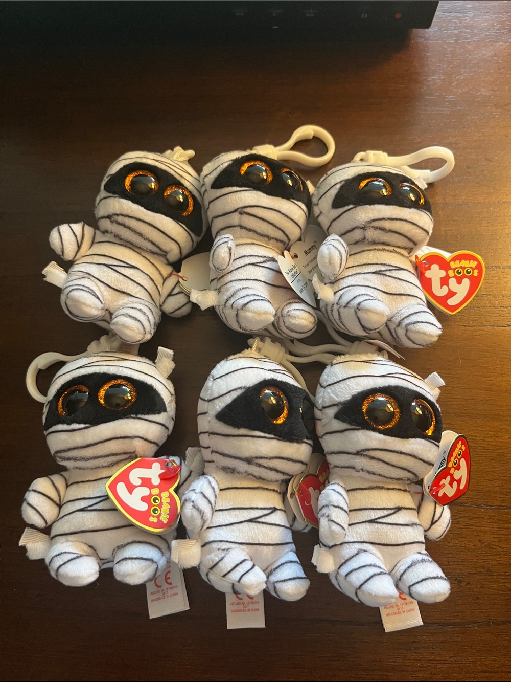Halloween Ty Beanie Boo Mummy Key Clip 6 pc set